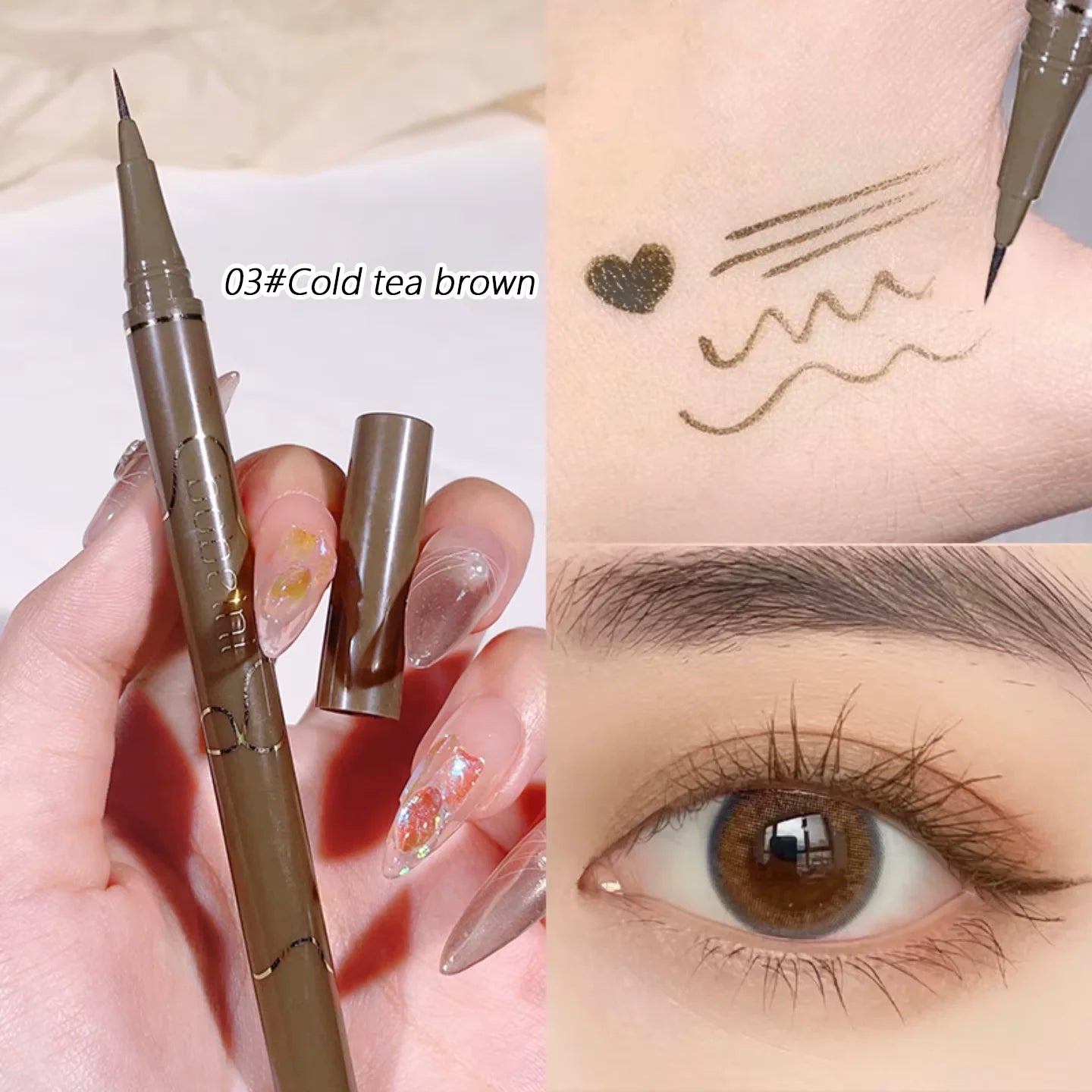 Slim eyeliner is waterproof, sweat-proof, long-lasting and non-smudged. Newbie brown eyeliner liquid pen