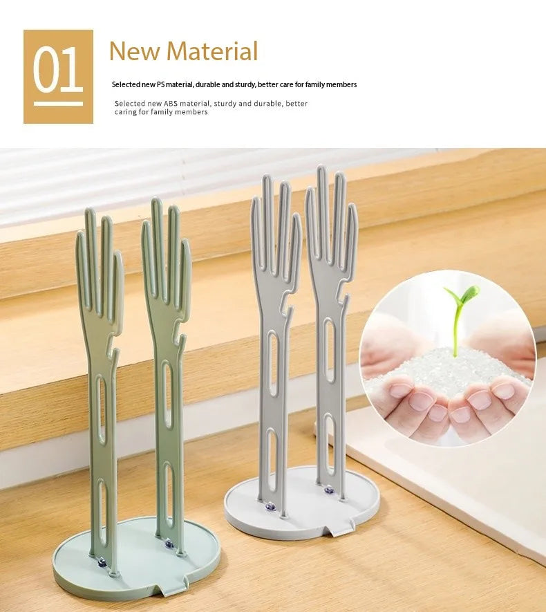 Kitchen Glove Drying Rack with Drainage Base Rubber Glove Holder and Towel Storage Box Plastic Kitchen Sink Accessories
