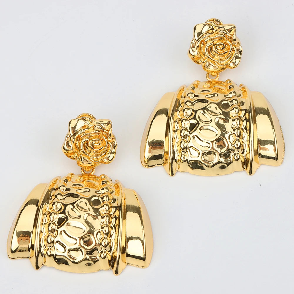 African Women Jewelry Set Pendant Necklace Earrings Weddings Design Bracelet Ring Jewellery Party Bridal Dubai Accessory Gift