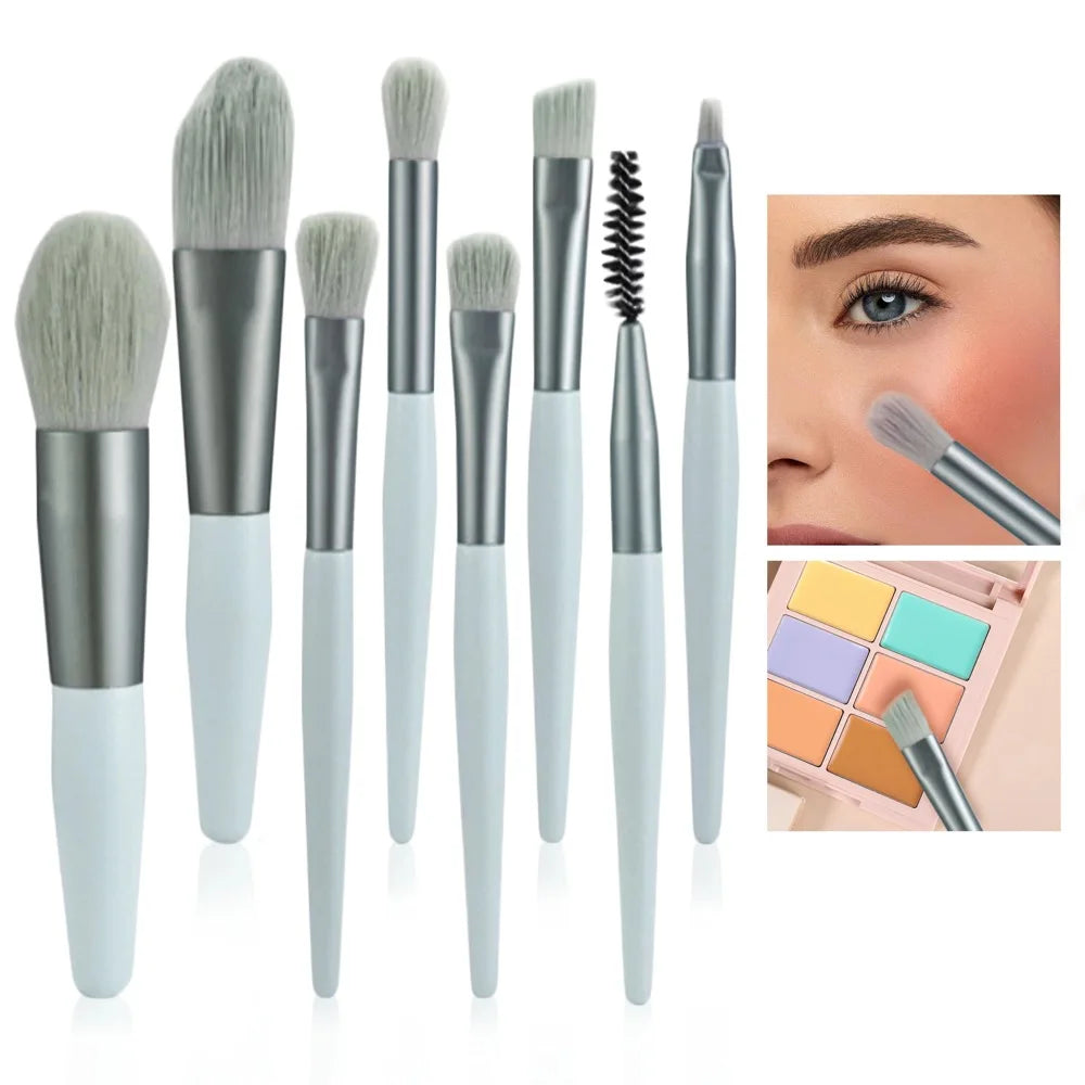 Makeup Brush Set with Soft Bristles – Portable Kit for Foundation, Blush, Eyeshadow, Concealer | Festival & Nude Looks