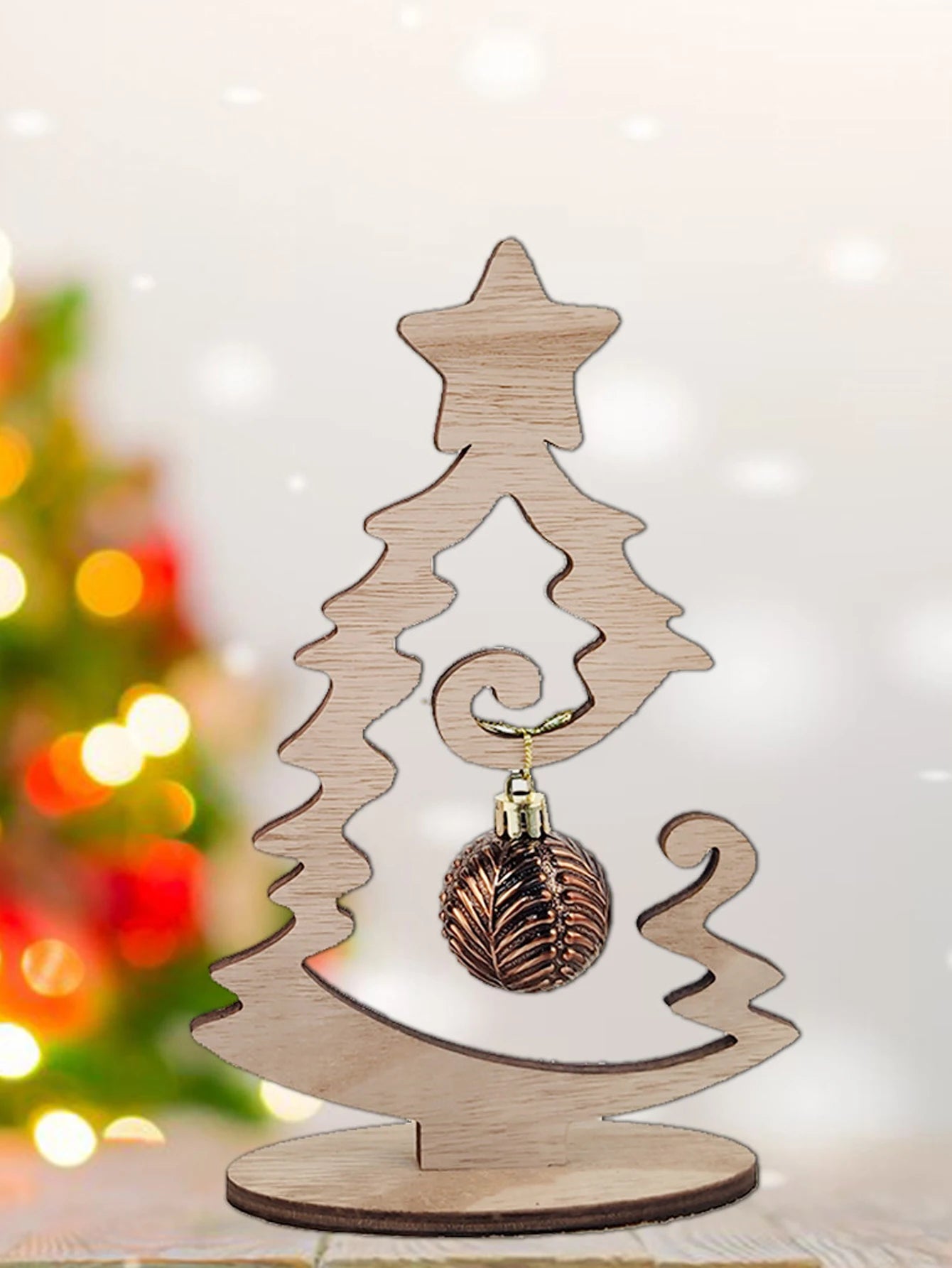8.26 inch Christmas Interior Wood Decor Christmas Tree Hanging Creative Tabletop Decor Christmas Furniture Decor