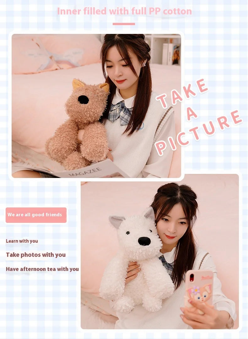 British West Highland Female Puppy Toy Original Scribbled Design Super Soft Plush Dog Doll Furry Scottish PP Stress Relief