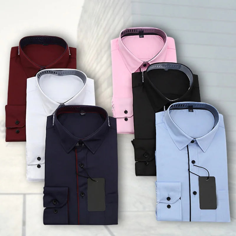 2025 Men Shirt Fashion Formal Shirts for Men Long Sleeved Printed Slim Fit Male Social Business Dress Shirt Drop Shipping MY199