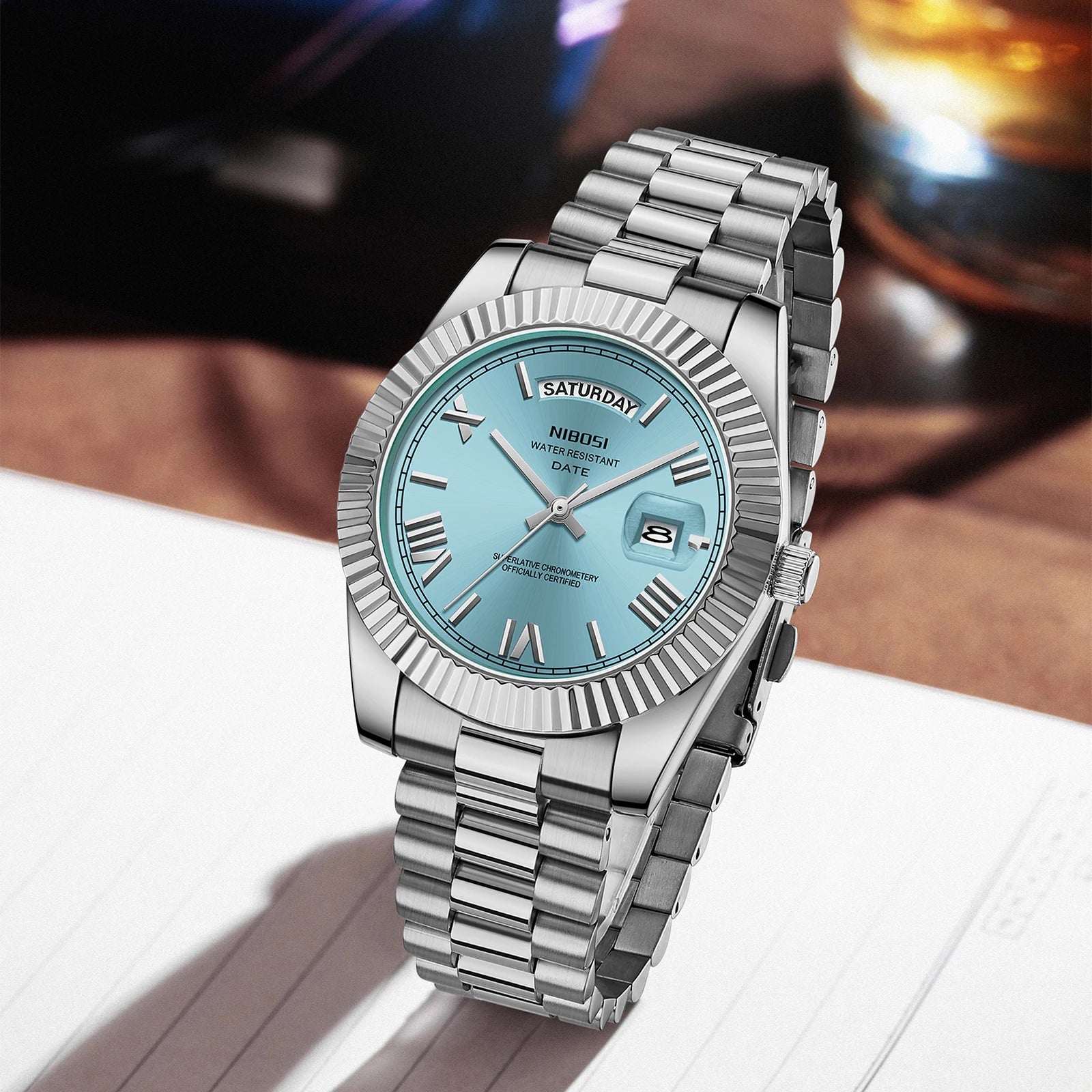 NIBOSI 2628 Luxury Fashion Brand Waterproof Custom OEM ODM Service Auto Date Week Quartz Watch