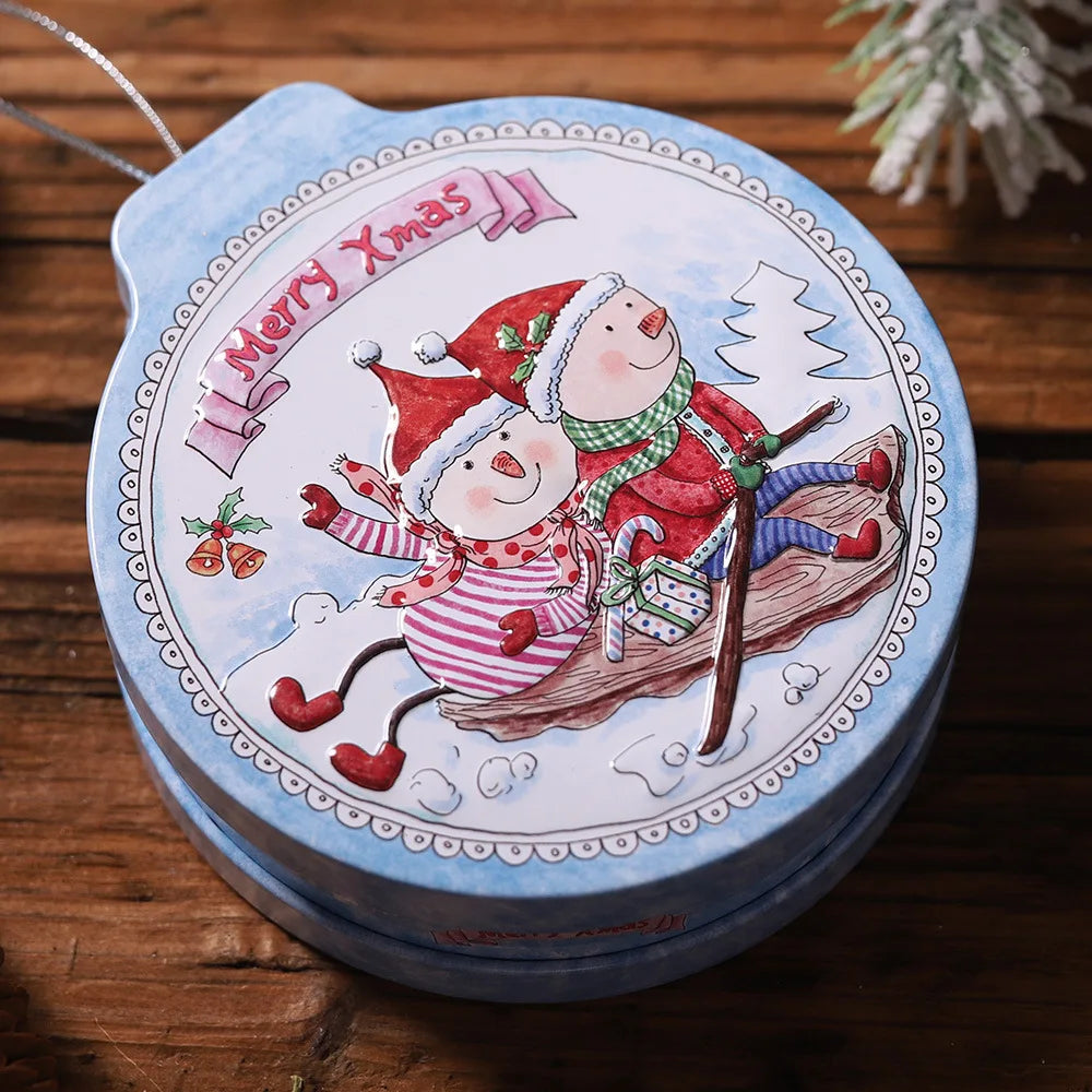 Christmas Candy Gift Packaging Iron/Tin Box Sweet Jar Christmas Tree Hanging Ornament Party Handmade Cookies Decoration