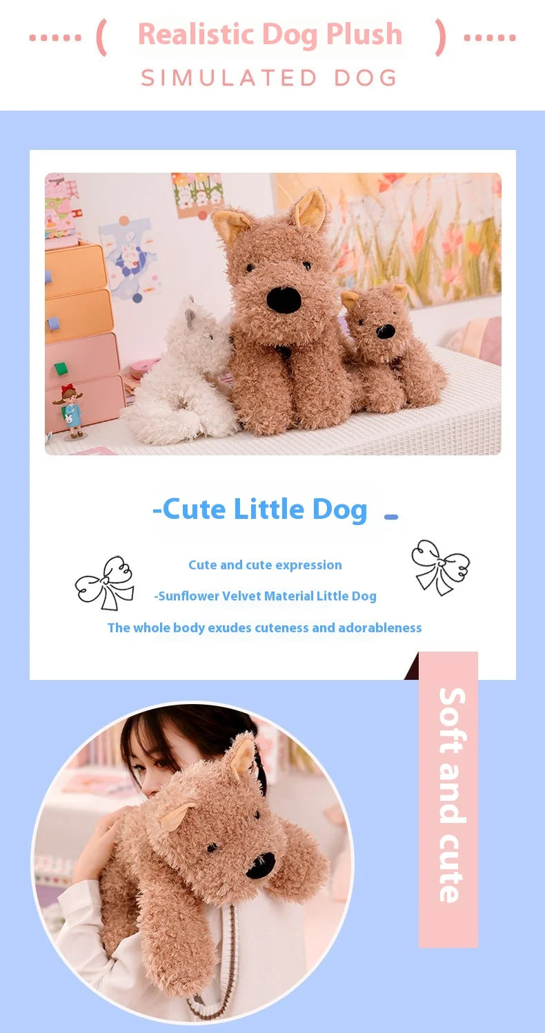 British West Highland Female Puppy Toy Original Scribbled Design Super Soft Plush Dog Doll Furry Scottish PP Stress Relief