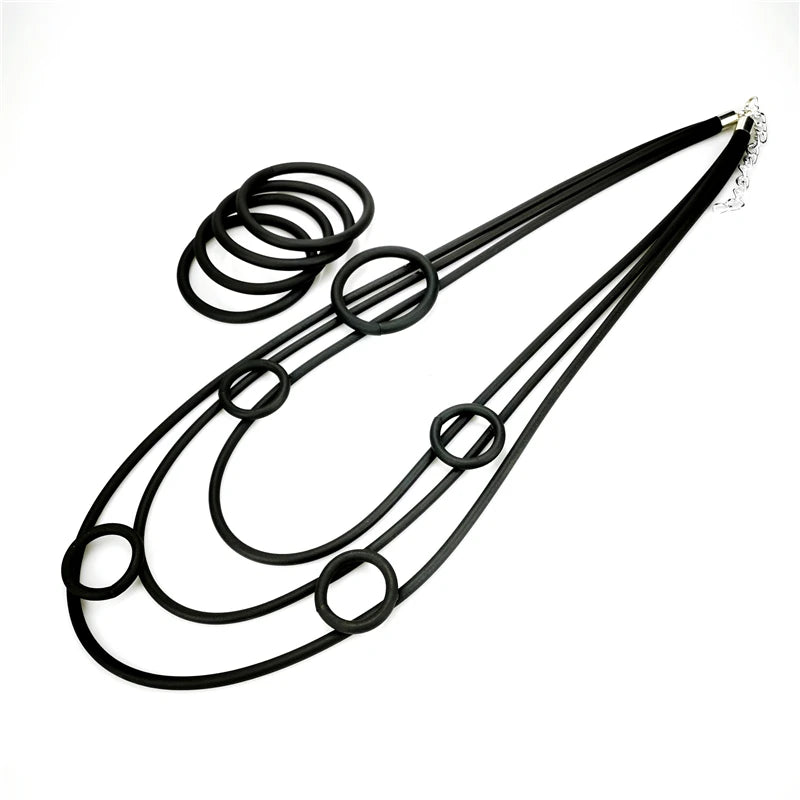 UKEBAY New Women Jewelry Set Ladies Fashion Rubber Necklace And Bracelets Handmade Necklaces Gothic High Street Jewellery Sets