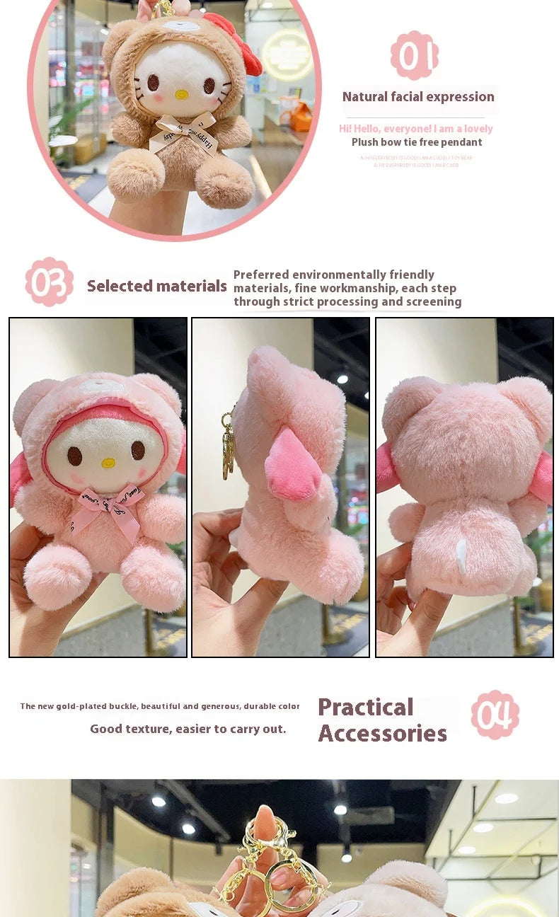 Cute Cross-Dressing Bear Mini Plush Pendant Doll Super Soft Wholesale Melody Cartoon Keychain Toy  Feature Washed