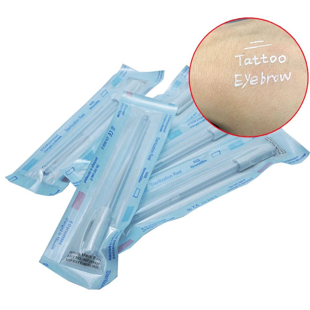 2PCS Eyebrow Marker Pen Microblading Surgical Skin Permanent Make up Supplies White Surgical Scribe Tool Tattoo Accessories Pens