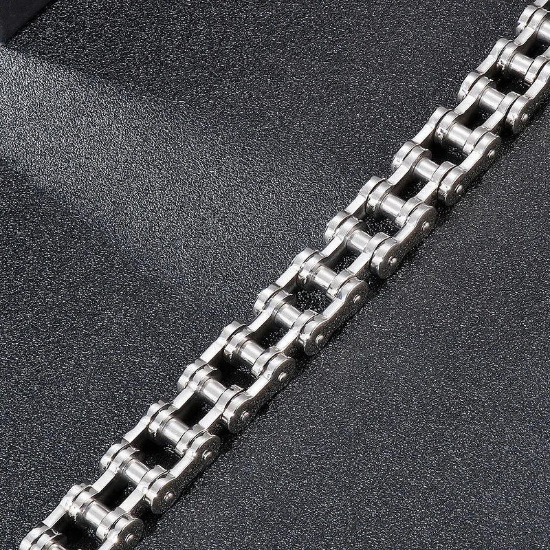 Trendy men's fashion accessories stainless steel bracelet Simple and versatile motorcycle bicycle chain men's jewelry