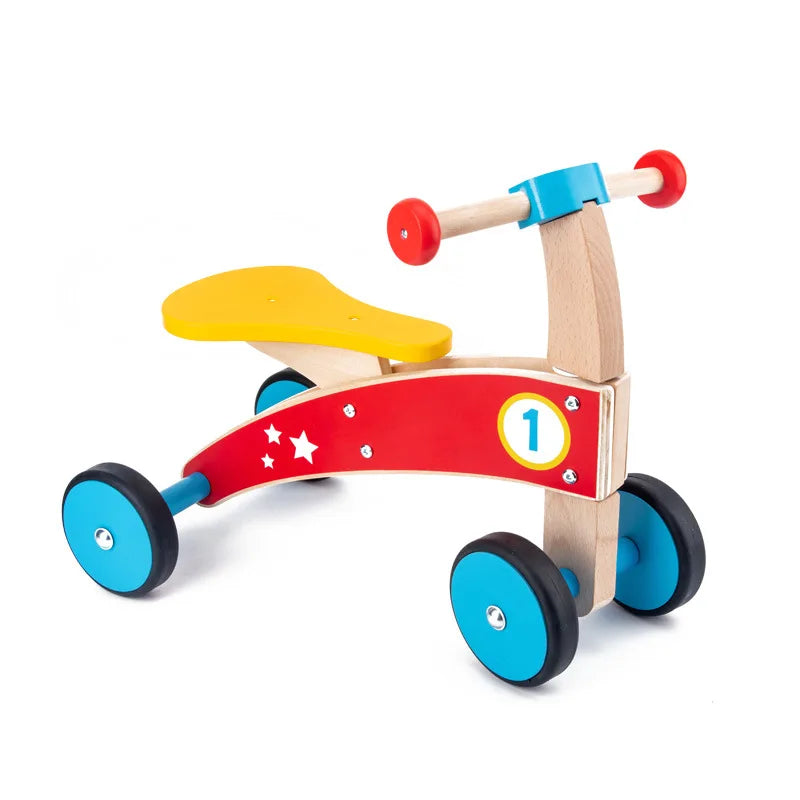 2021 Children's Wooden Balance Car Scooter Yoyo Car Four Wheel Balance Bike Solid Wood Beech Boys and Girls Baby Walkers Toys