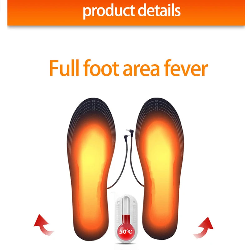 Insoles Heated USB Electric Foot Warming Pad Feet Warmer Pad Mat Winter Outdoor Sports Heating Insoles Winter Warm