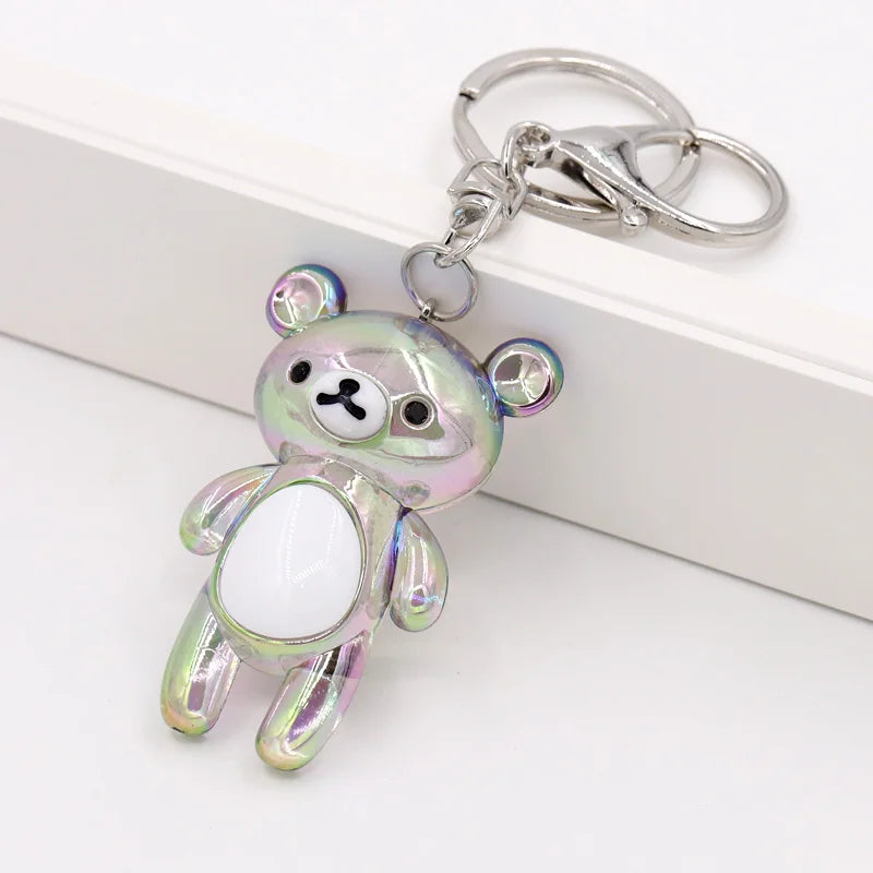 Key Chain Accessories for Women Bag Decoration Pendant Cute Bear Keychains Jewelry Car Key Ring Boy Girl Gifts