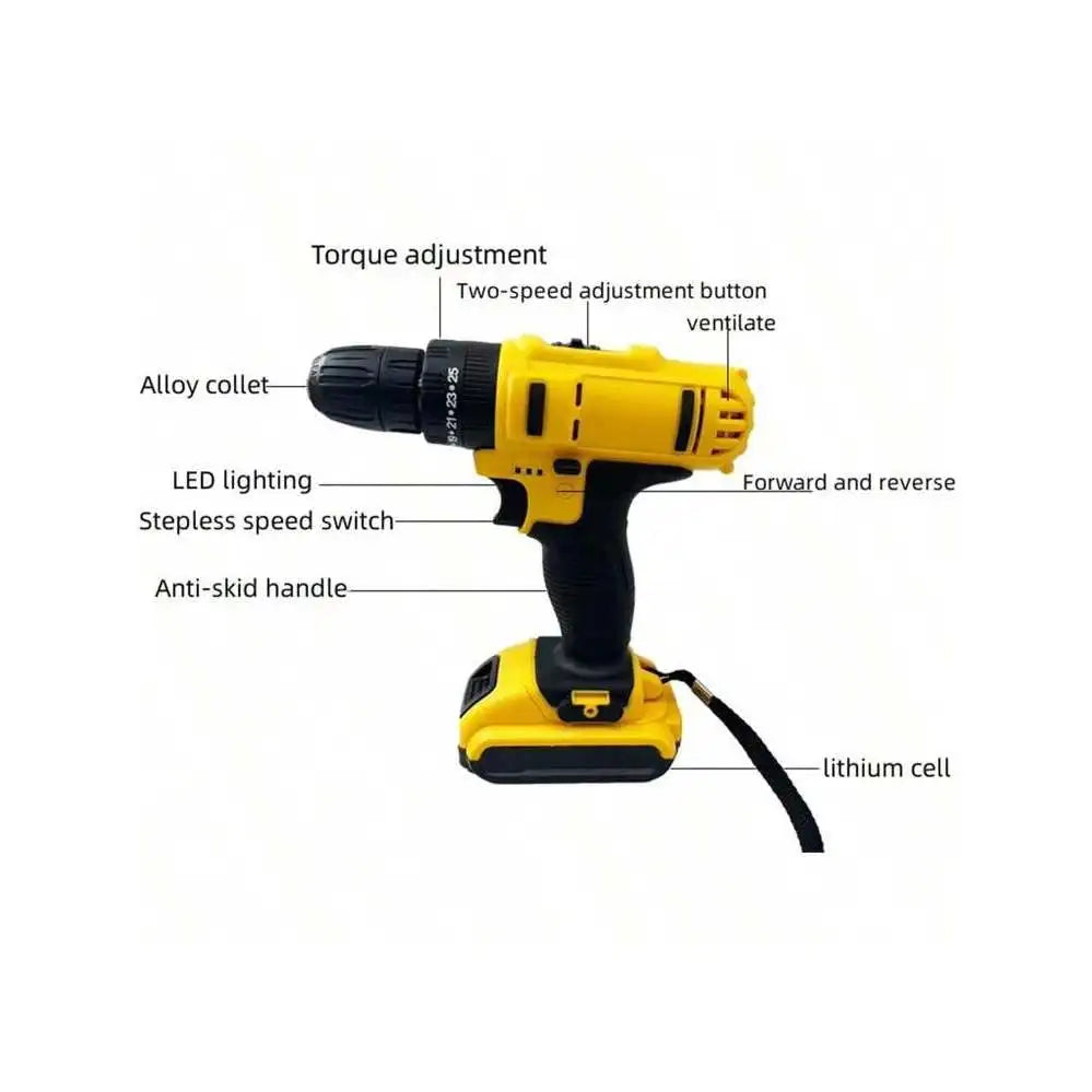 Multi-functional Home Improvement Tool Box with Power Drills for Electric Drilling and Home Decoration