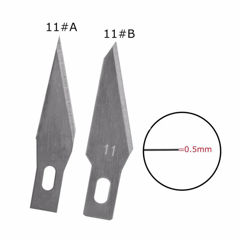 Engraving Non-Slip Metal Knife Kit + 40/10pcs #11 Blades Cutter Craft Knives for Mobile Phone PCB Repair Hand Tools