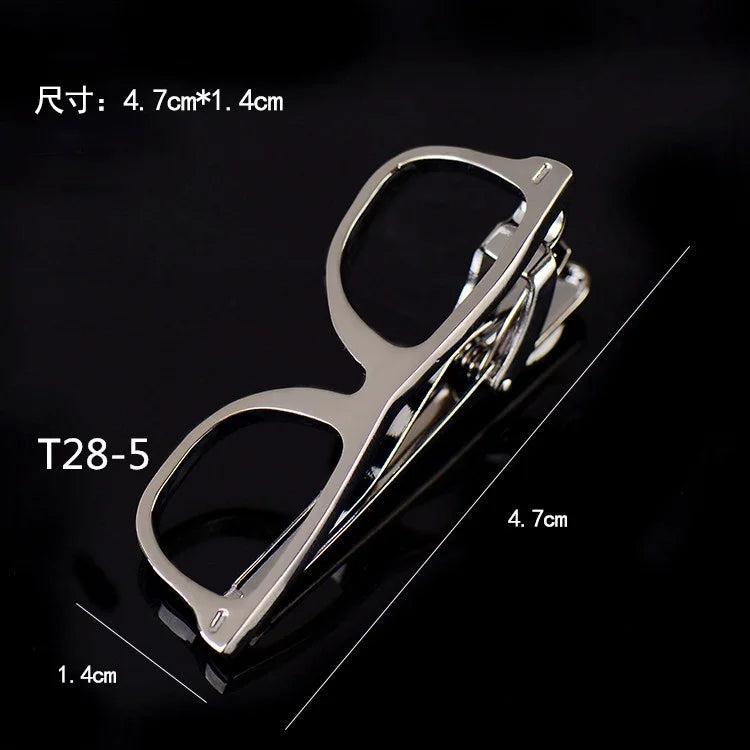 High Quality Metal Tie Clip Black Color Glasses Feather Necktie Clips Pin Luxulry Jewelry Gifts for Men Accessories