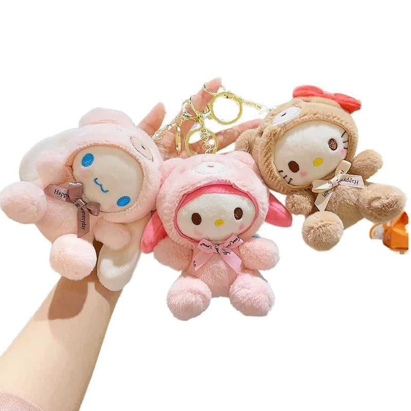 Cute Cross-Dressing Bear Mini Plush Pendant Doll Super Soft Wholesale Melody Cartoon Keychain Toy  Feature Washed