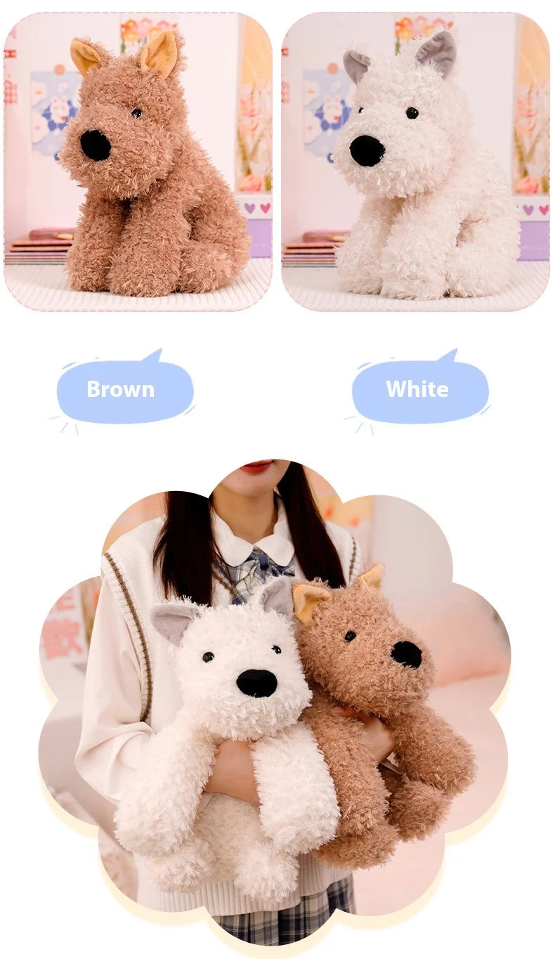 British West Highland Female Puppy Toy Original Scribbled Design Super Soft Plush Dog Doll Furry Scottish PP Stress Relief