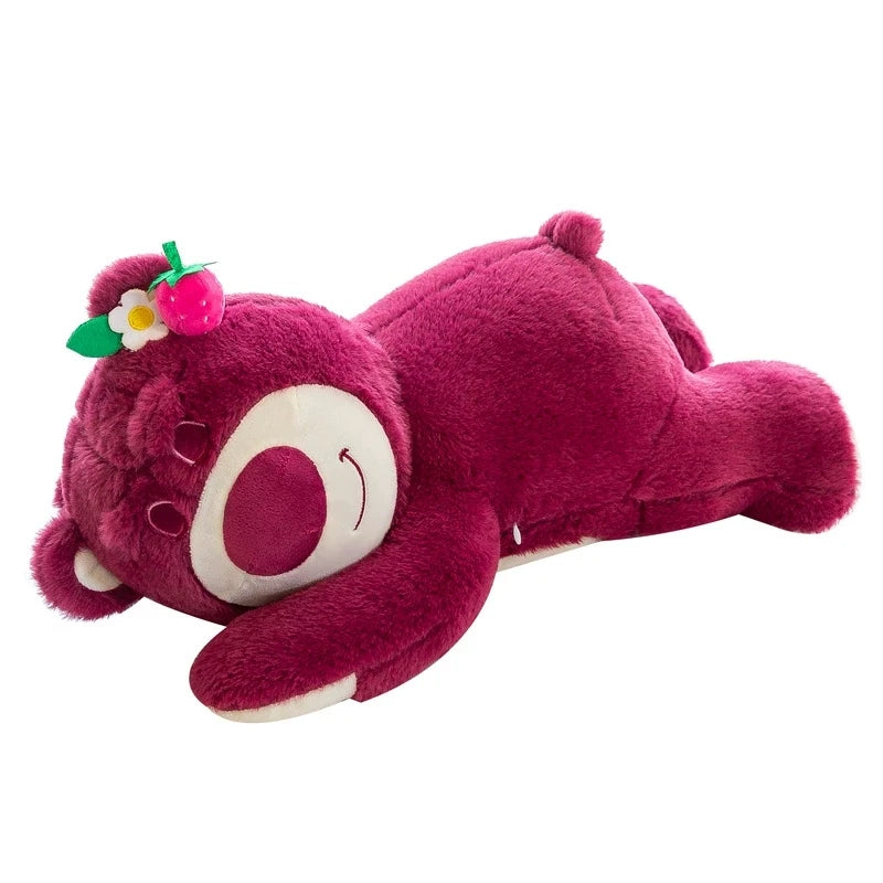 Kawaii Bear Strawberry Super Soft Plush Toy Washed Techniques for Sofa Bedroom Stuffed Animal Kids Girls Friends Festivals