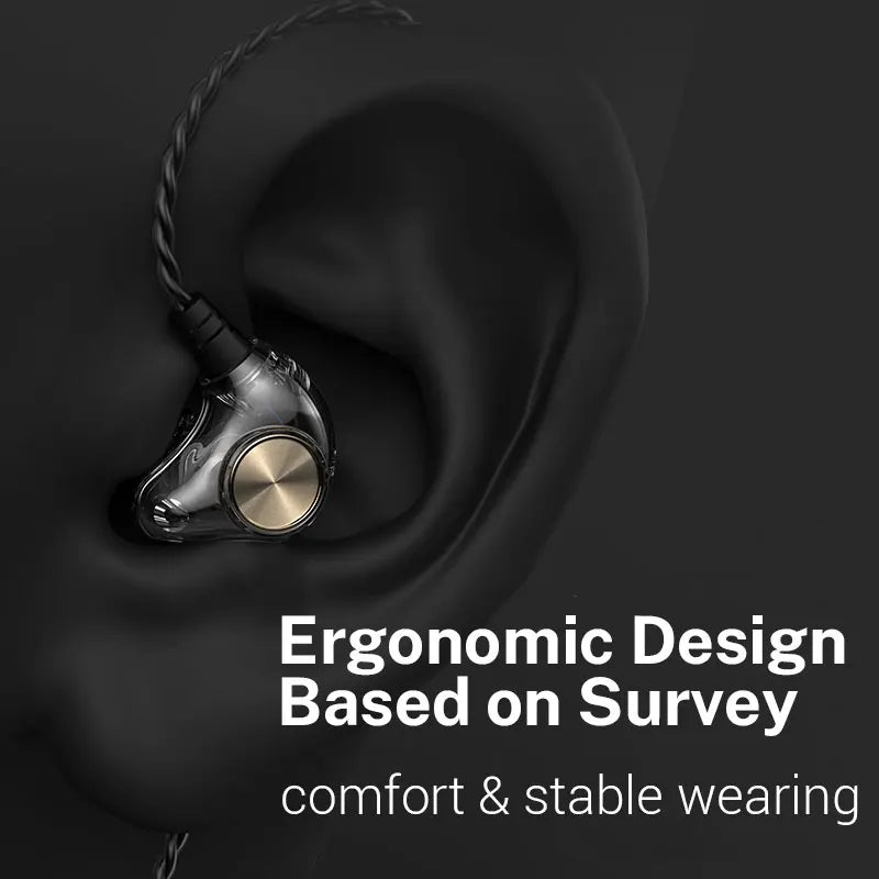 Wired Headphones with Microphone In Ear Monitor Earbuds Metal Bass HiFi Earphone Dual Drive Sport Noise Cancelling Headset
