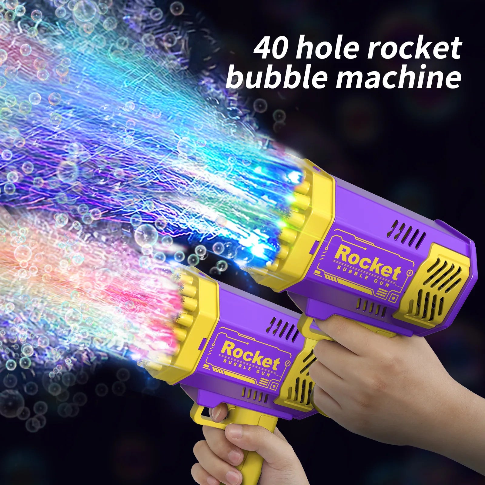 Unisex Summer Outdoor Electric 40 Holes Rocket Automatic Soap Bubble Gun Machine ABS Toy Educational for Kids Years Made Plastic