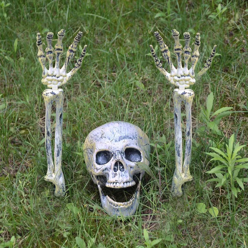 halloween Garden Decoration fake Skull Skeleton scary props Horror Tombstone Haunted House Outdoor Decor Graveyard Trick Props