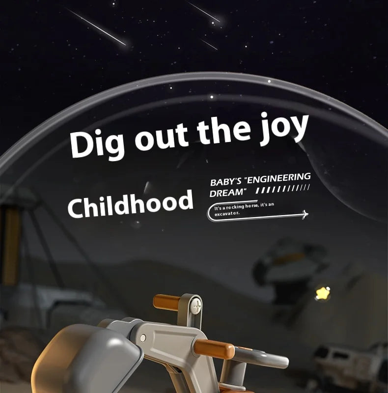 Four-in-One Multifunctional Ride-On Toy for Kids Excavator Rocking Horse Baby Yo-Yo Car with Battery Power Unisex Plastic Toy