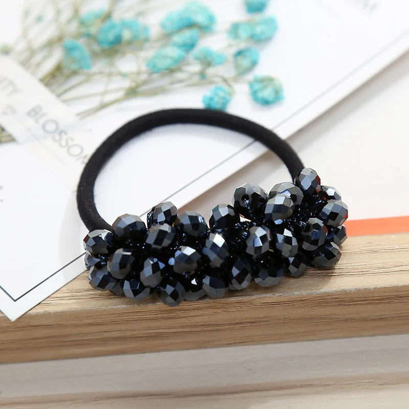 Cute Woman Big Pearl Rhinestone Elastic Hair Ties Luxury Hairband Scrunchies Girls Ponytail Holders Rubber Band Hair Accessories