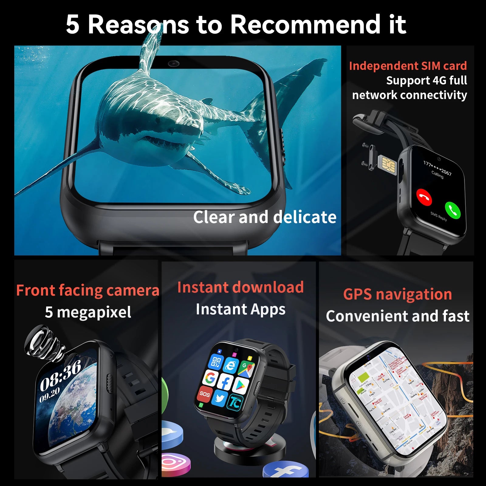 2025 Android Smart Watch 4G with 2.08 Inch Full Round Large Screen SIM Card Slot 4GB RAM 64GB ROM WiFi GPS 4G Smart Watch Q668