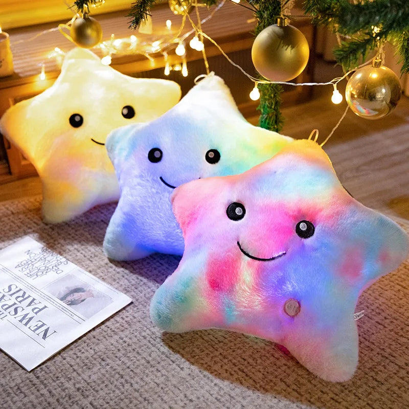 Cute Star LED Light Glow in Dark Stuffed Pillow Doll Luminous Pillow Toy with PP Cotton Filling Kids Toys for Children