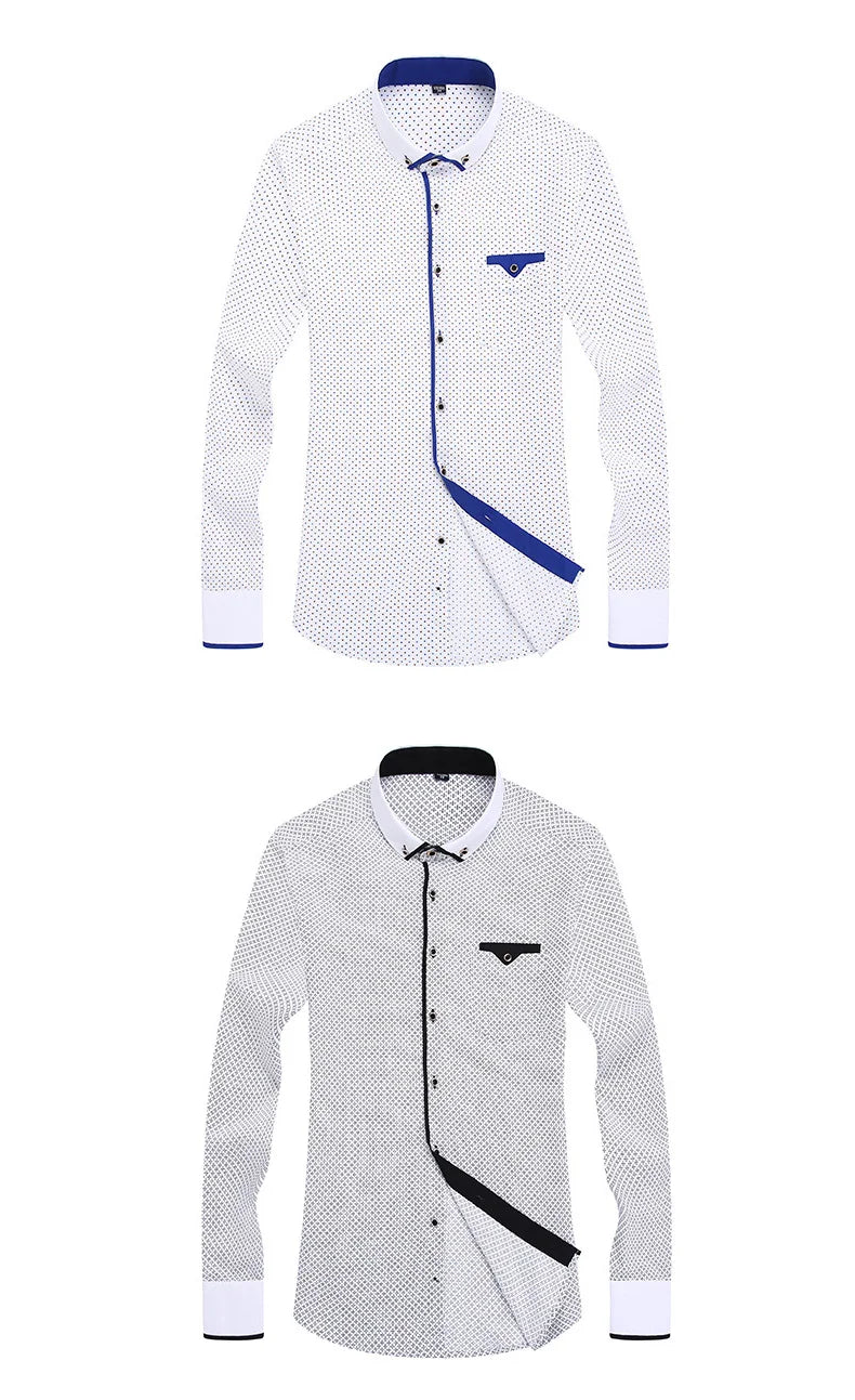 2025 Men Shirt Fashion Formal Shirts for Men Long Sleeved Printed Slim Fit Male Social Business Dress Shirt Drop Shipping MY199