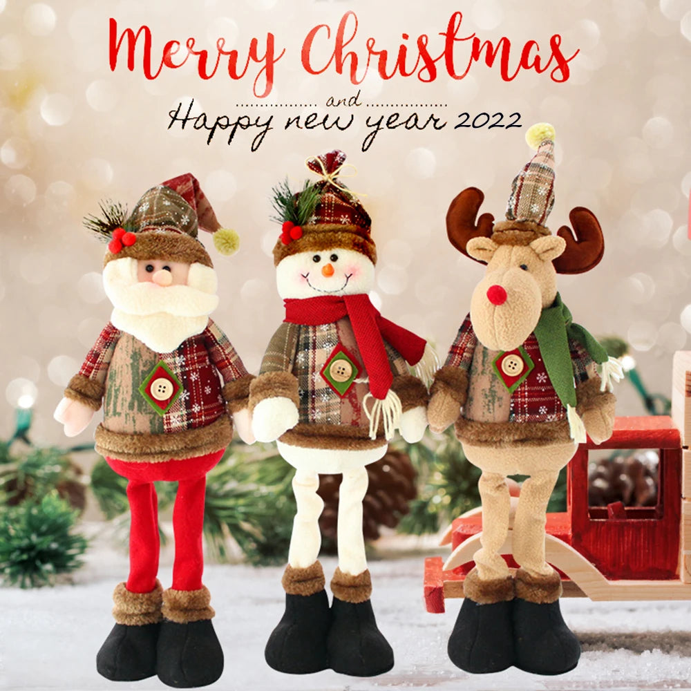 Christmas Dolls Tree Decor New Year Ornament Reindeer Snowman Santa Claus Standing Doll  Navidad Decoration Merry Christmas 2023