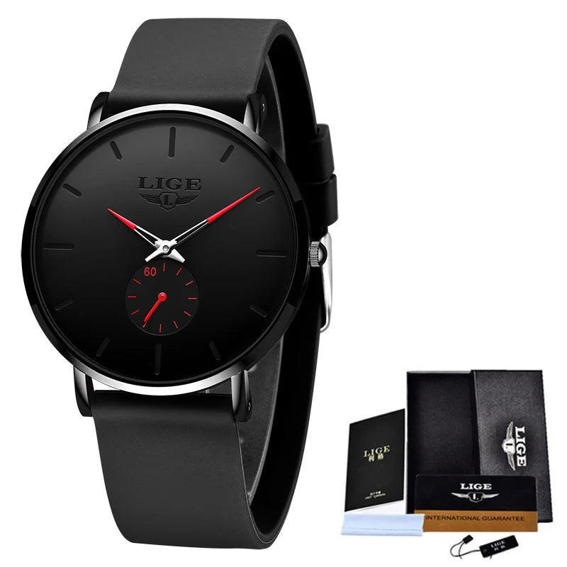 LIGE LG10006 Brand Fashion Men's Watches Factory Luxury Waterproof Simple Ultra-Thin Watches Sport Clock Wrist Quartz Watch Men
