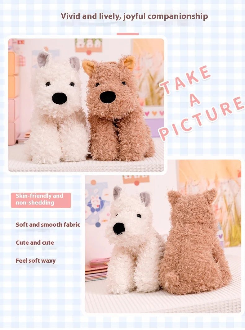 British West Highland Female Puppy Toy Original Scribbled Design Super Soft Plush Dog Doll Furry Scottish PP Stress Relief