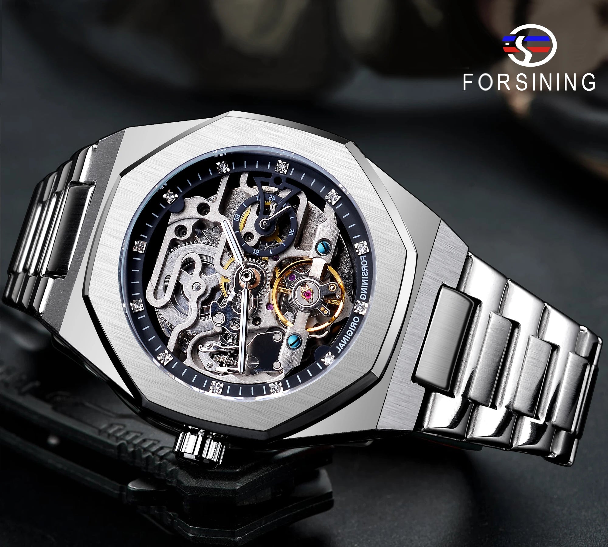 MECHANICAL WATCH  FORSINING Factory  Stainless Steel Mechanical  Watches  for Mens Watches Luxury