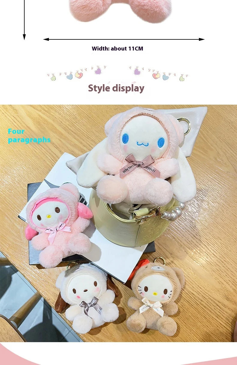 Cute Cross-Dressing Bear Mini Plush Pendant Doll Super Soft Wholesale Melody Cartoon Keychain Toy  Feature Washed