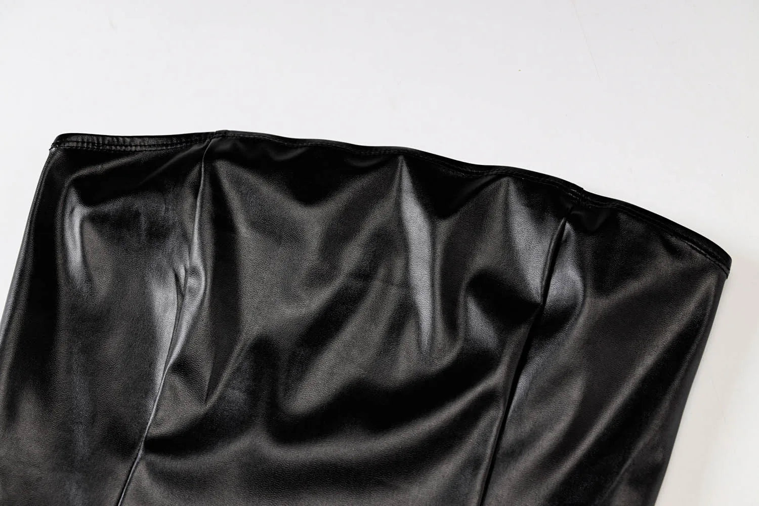 2021 Winter Autumn Women Dresses Solid Sexy Short Party Club Bodycon Strapless Leather Black Mini Dress For Women Female