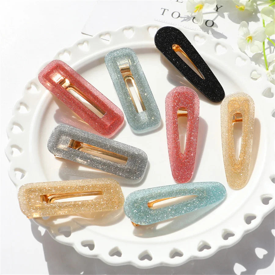 Big Hair Accessories Women Head Pins Fashion Jewelry Water Drop Rectangle Acrylic Hair Clip Barrettes Headwear for Girls 2019