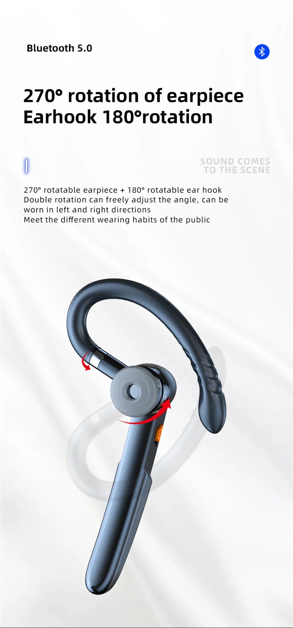 HiFi Earphones Bluetooth Headphones Handsfree Wireless Headset Business Headset Drive Call Sports Earphones for Smartphone