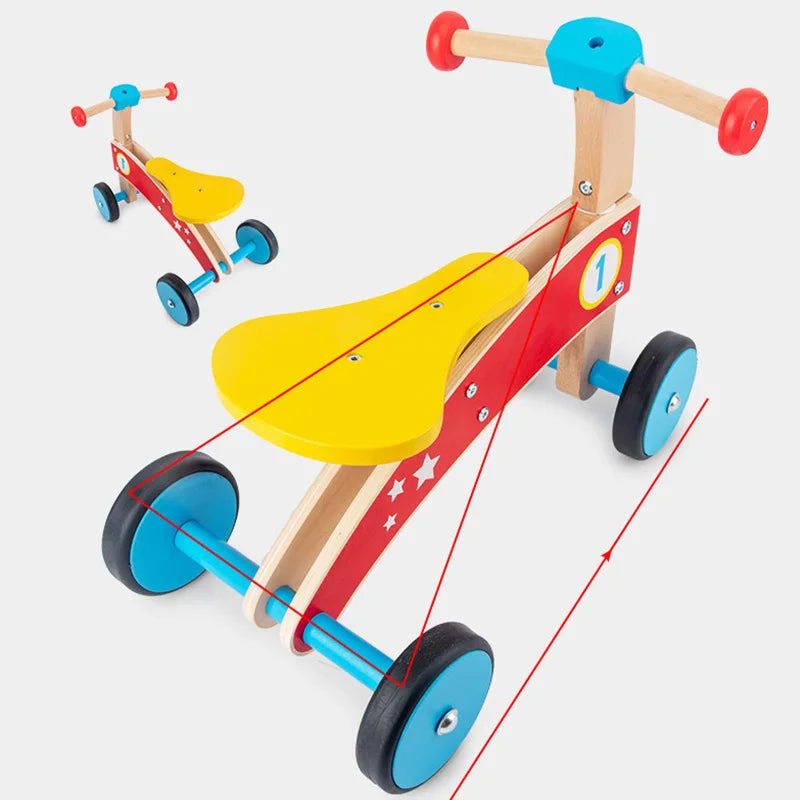 2021 Children's Wooden Balance Car Scooter Yoyo Car Four Wheel Balance Bike Solid Wood Beech Boys and Girls Baby Walkers Toys