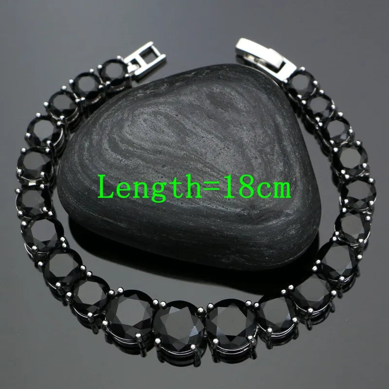 Punk Silver Jewellery Silver 925 Jewelry Sets for Women Black Cubic Zirconia Earrings/Pendant/Necklace/Ring/Bracelet