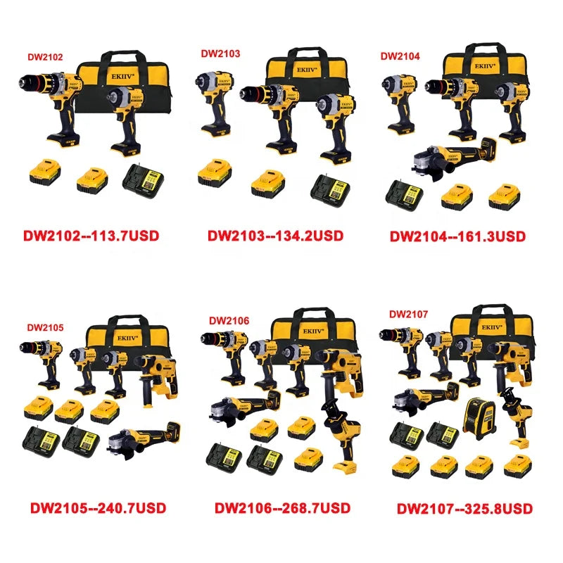EKIIV a Chinese Wholesaler of Hand-held Brushless Lithium Electric Tools Sells Home Improvement Tool Sets at Low Prices