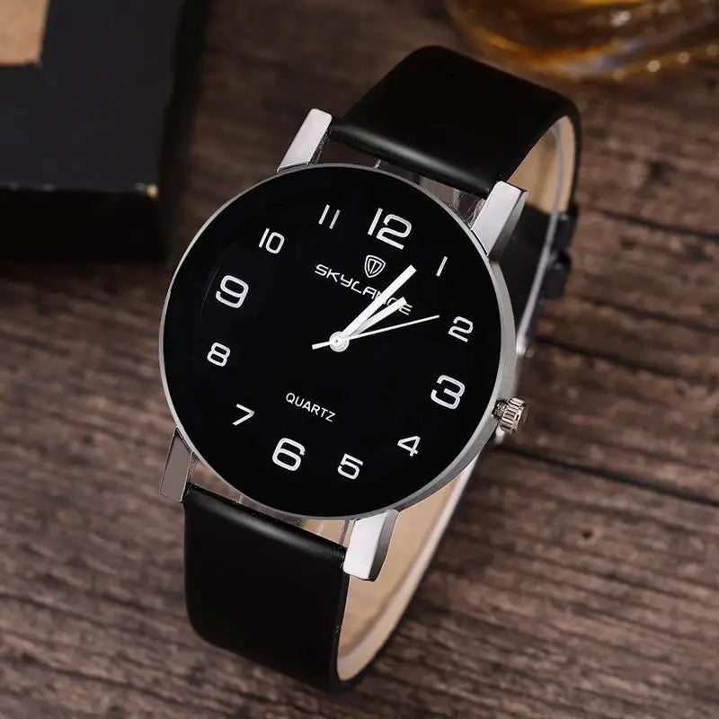 Women Black Watch Hot Sale Leather Band Stainless Steel Analog Quartz Wristwatch Lady Female Casual Watches