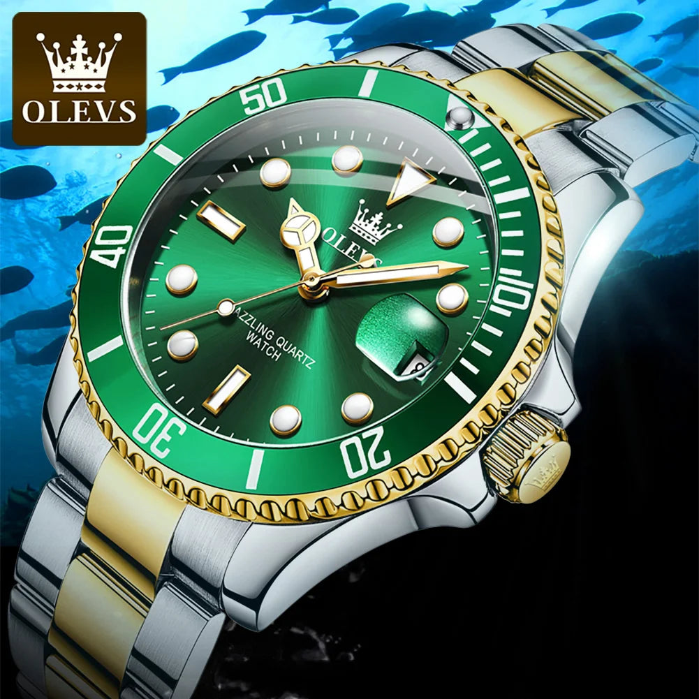 Fashion Business Men WristWatch OLEVS Brand 5885 Stainless Steel Strap Quartz Waterproof Analog Watch for Men