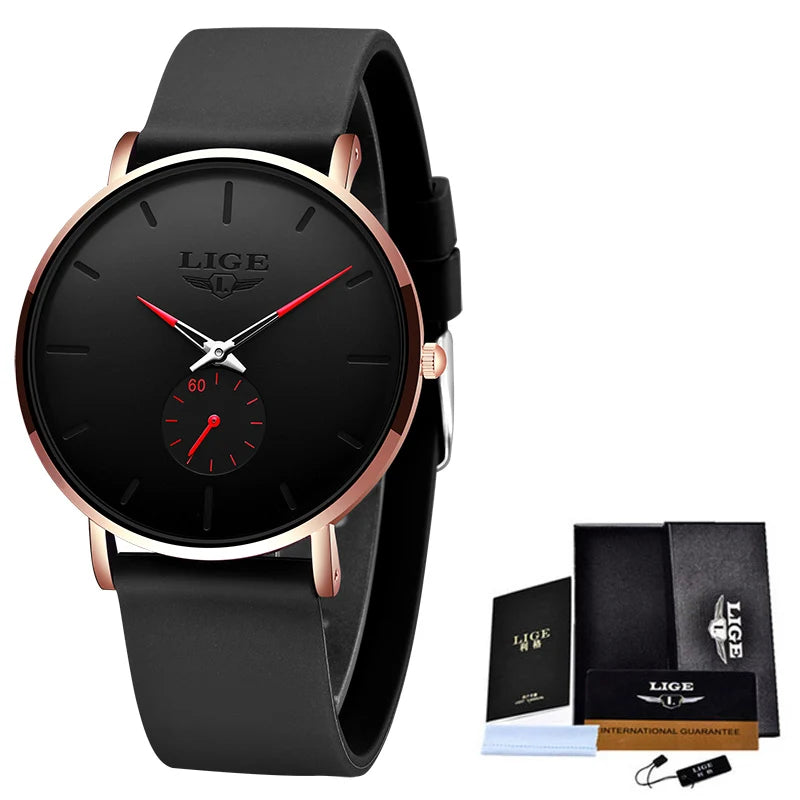 LIGE LG10006 Brand Fashion Men's Watches Factory Luxury Waterproof Simple Ultra-Thin Watches Sport Clock Wrist Quartz Watch Men