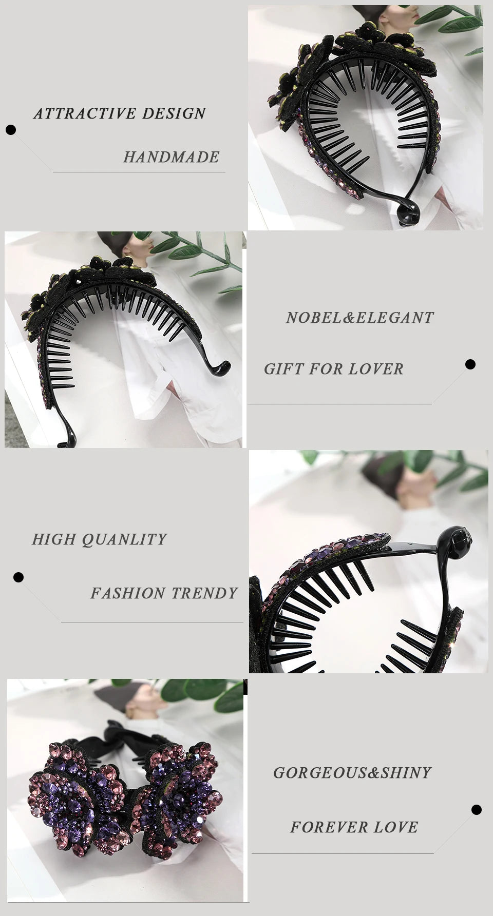 AWAYTR Women Flower Hair Clips Claw Rhinestone Ponytail Hair Accessories Hairpins Ladies Headbands Girls Ornaments Barrettes