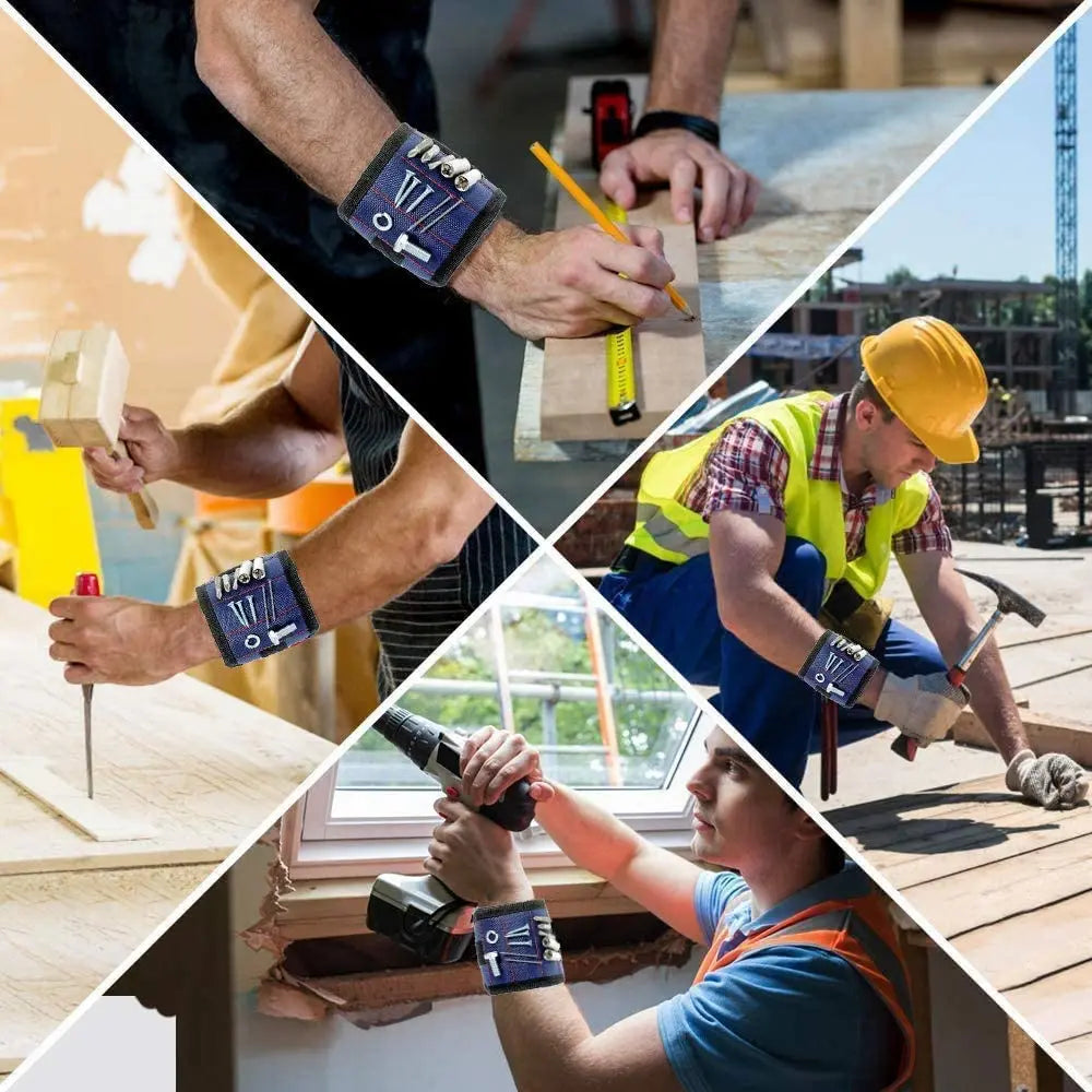 Magnetic Wristband Hand Wraps Tool Bag Adjustable Electrician Wrist Screws Holder Belt Bracelet for Tools and Home Improvement