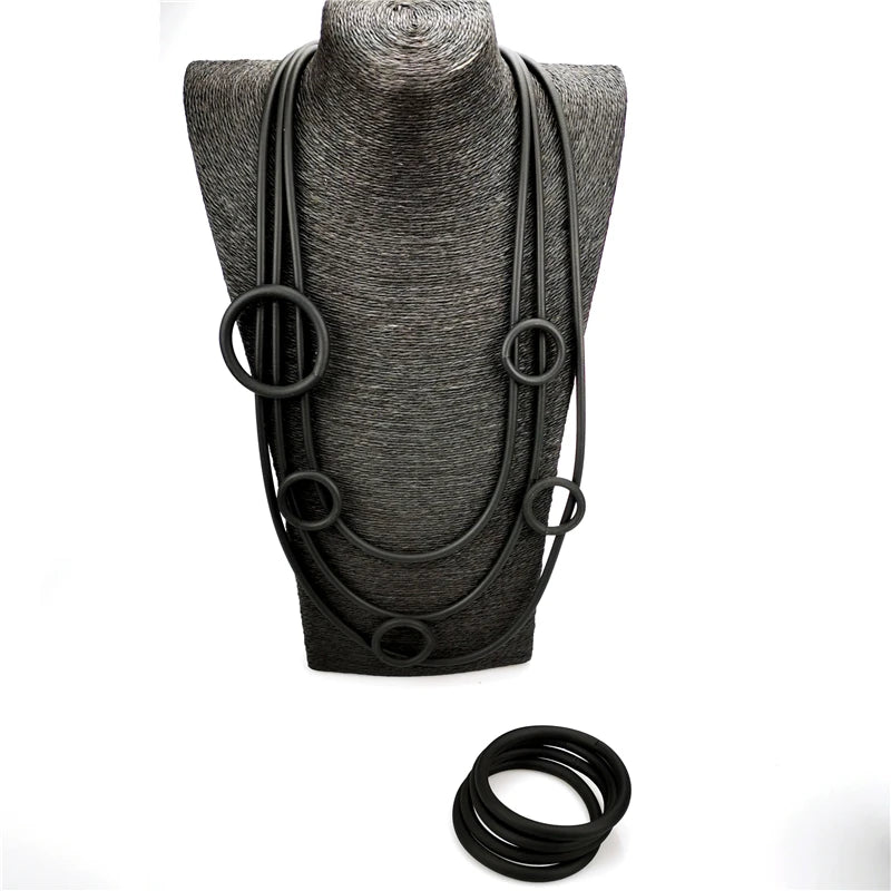 UKEBAY New Women Jewelry Set Ladies Fashion Rubber Necklace And Bracelets Handmade Necklaces Gothic High Street Jewellery Sets
