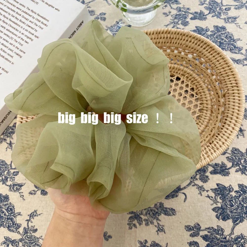 2020Korean Big Size Organza Hair Scrunchies For Women Elastic Hair Bands Girl Headwear Ponytail Holder Hair Tie Hair Accessories