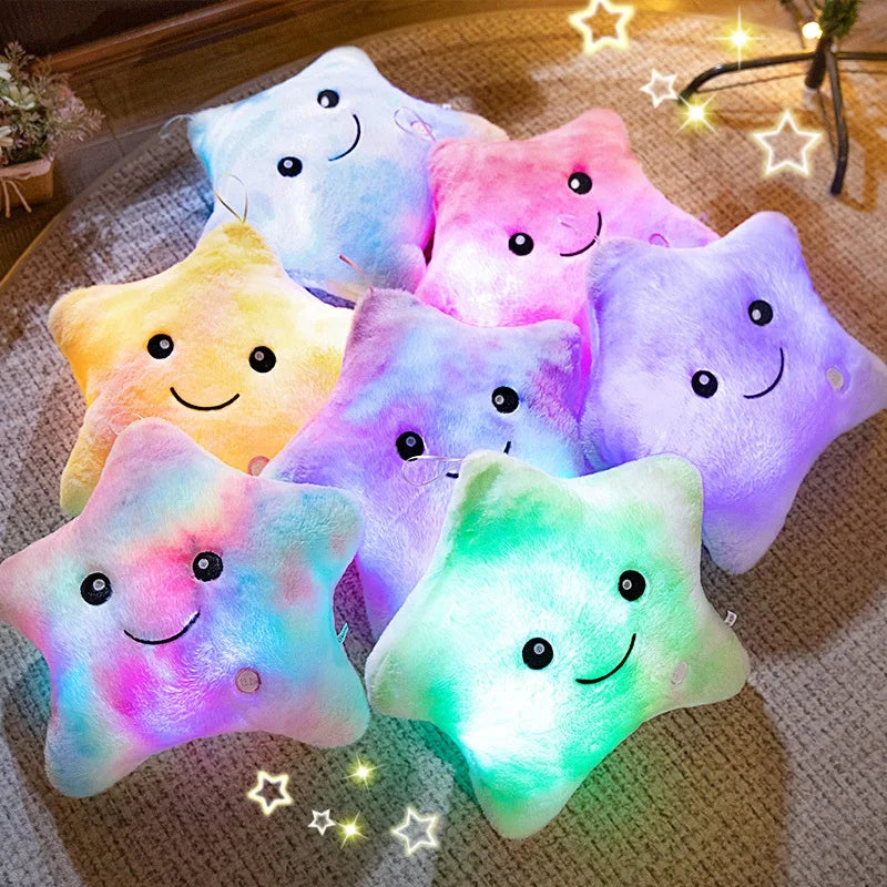 Cute Star LED Light Glow in Dark Stuffed Pillow Doll Luminous Pillow Toy with PP Cotton Filling Kids Toys for Children